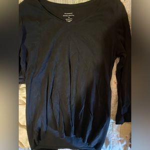 Charter Club Black 3/4 Length Sleeve T Shirt-Medium-Cotton-Basic-Excellent Cond